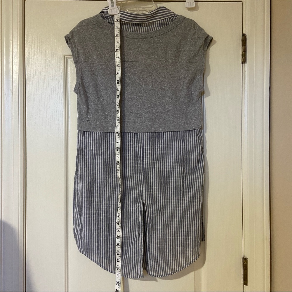 Gray and Blue Striped Layered Shirt Dress - Picture 6 of 8